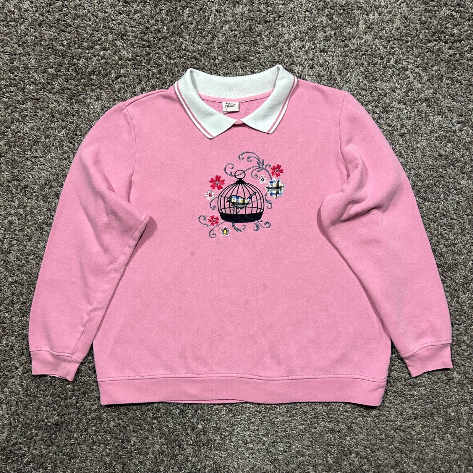 Vintage Vintage 90s Collared Sweatshirt Cute Bird Crewneck Pullover Size ONE SIZE - 10 Thumbnail