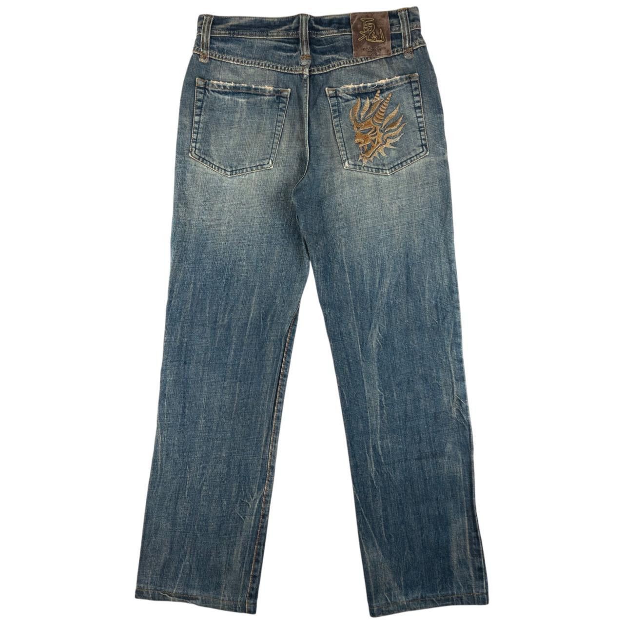Other Vintage Oniarai Embroidered Devil Japanese Denim Jeans W31 Size US 31 - 2 Thumbnail
