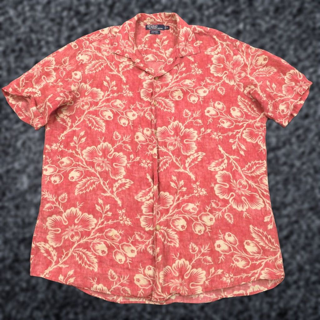 Polo Ralph Lauren VTG Polo Ralph Lauren Shirt Men Medium Bonnard Linen Floral Pink Red Camp Collar Size US M / EU 48-50 / 2 - 1 Thumbnail