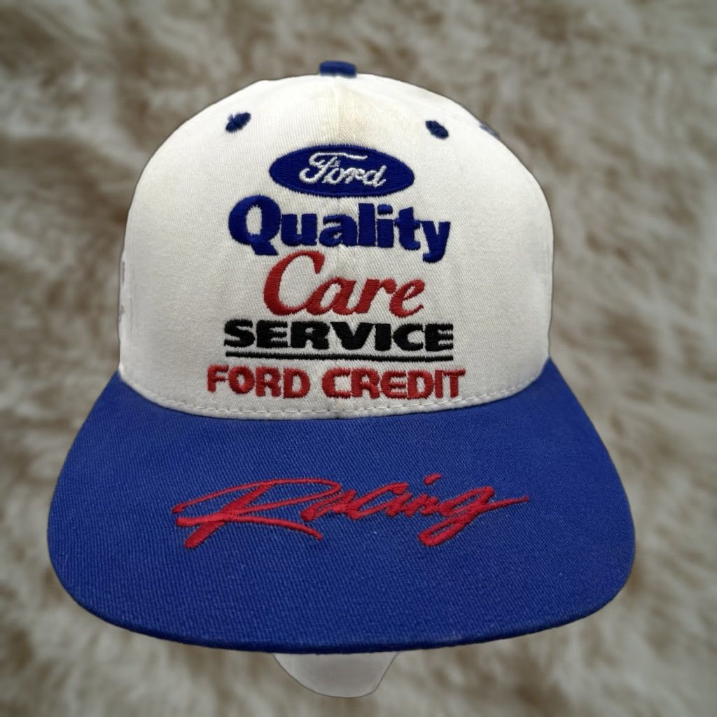 Vintage VINTAGE Nascar Hat Cap Snap Back White Ford #88 Racing Team Quality Care Navy? Size ONE SIZE - 1 Thumbnail