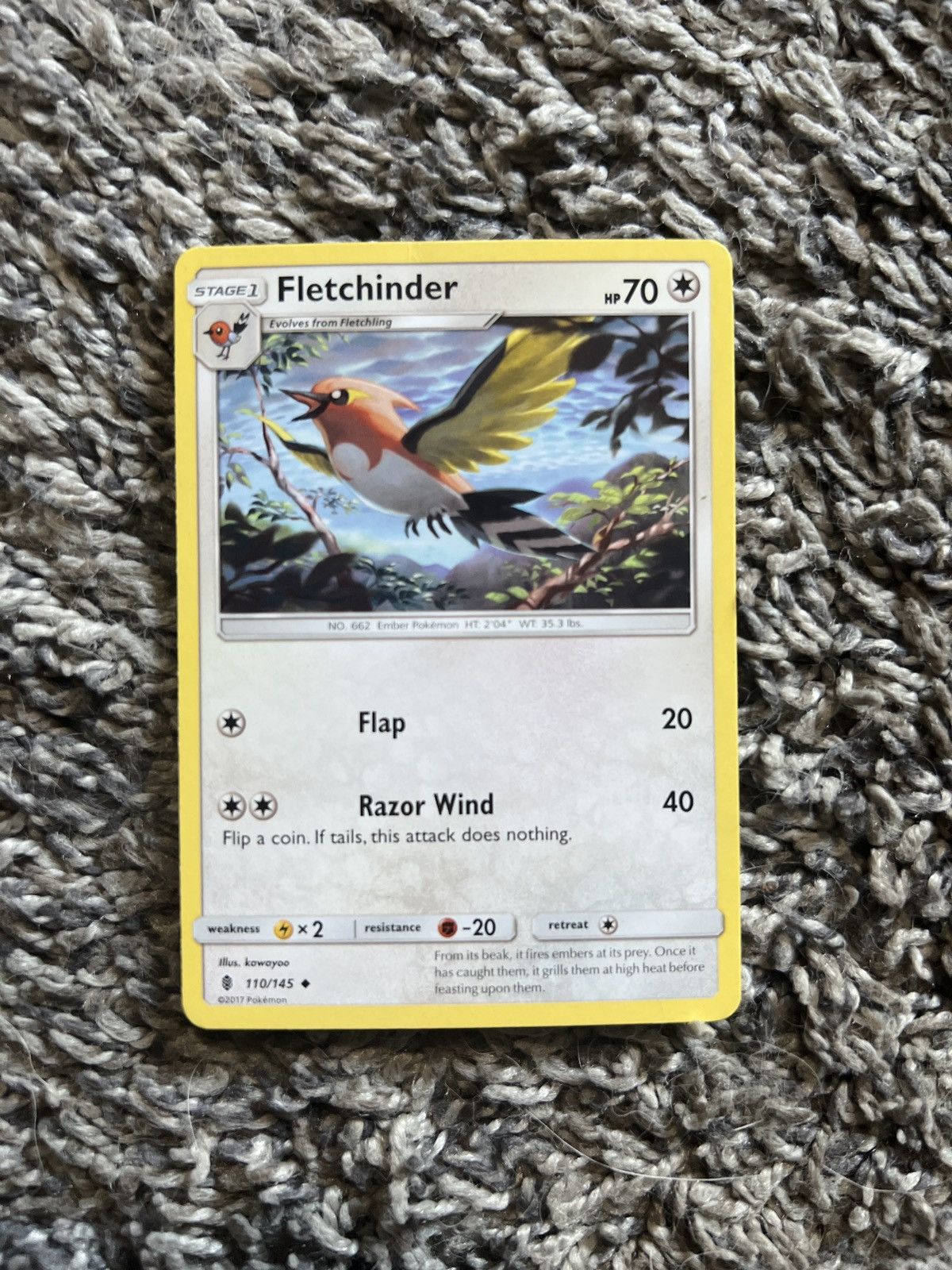 Pokemon 2017 Pokémon Fletchinder Stage 1 Card Size ONE SIZE - 1 Thumbnail