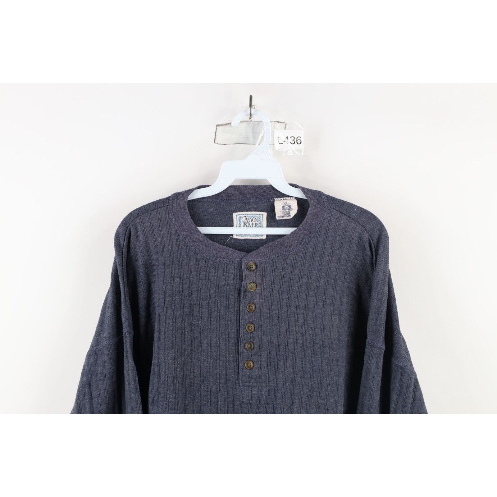 Vintage Vintage 90s Streetwear Faded Ribbed Knit Henley T-Shirt Size US XL / EU 56 / 4 - 2 Thumbnail