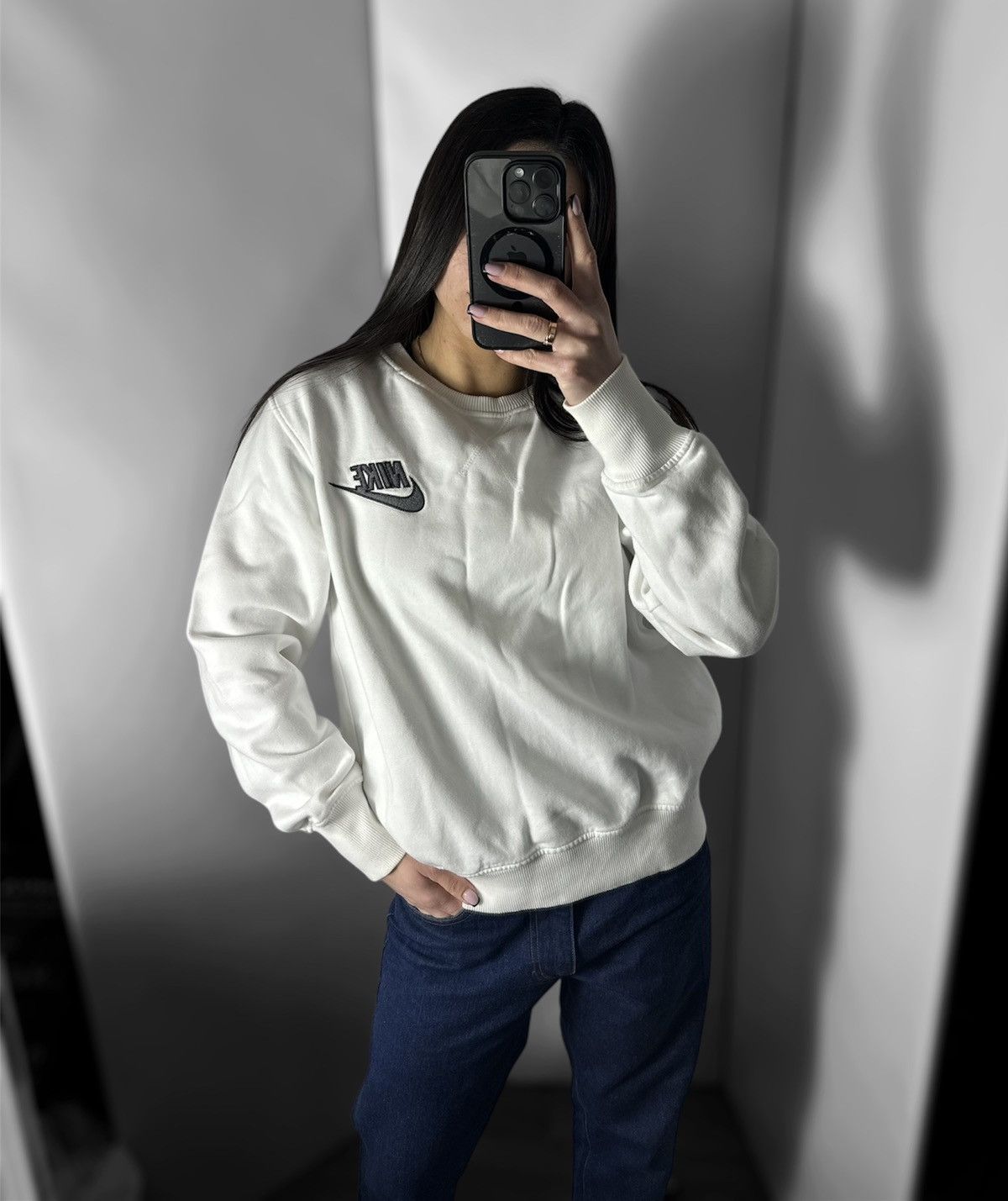 Nike × Vintage Vintage Nike sweatshirt logo size M white Size M / US 6-8 / IT 42-44 - 3 Thumbnail