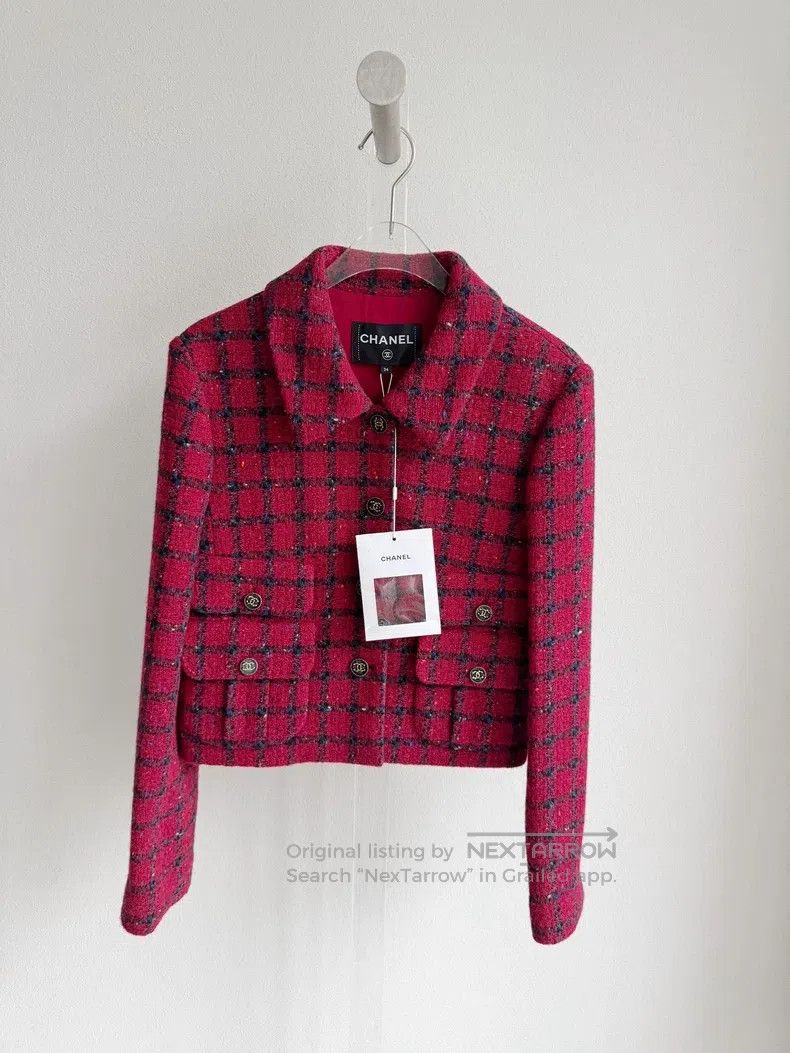 Chanel Chanel 22K red and black plaid colour dot jacket Size XXS / US 00 / IT 34 - 3 Thumbnail