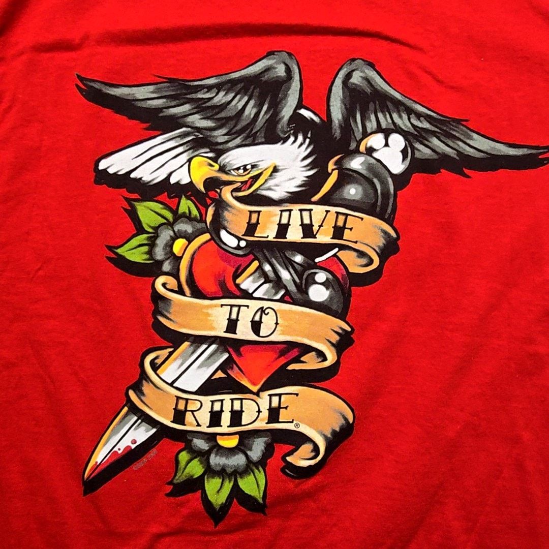 Delta Live to Ride Eagle Motorcycle Red Americana Graphic M Tee Size US M / EU 48-50 / 2 - 2 Thumbnail