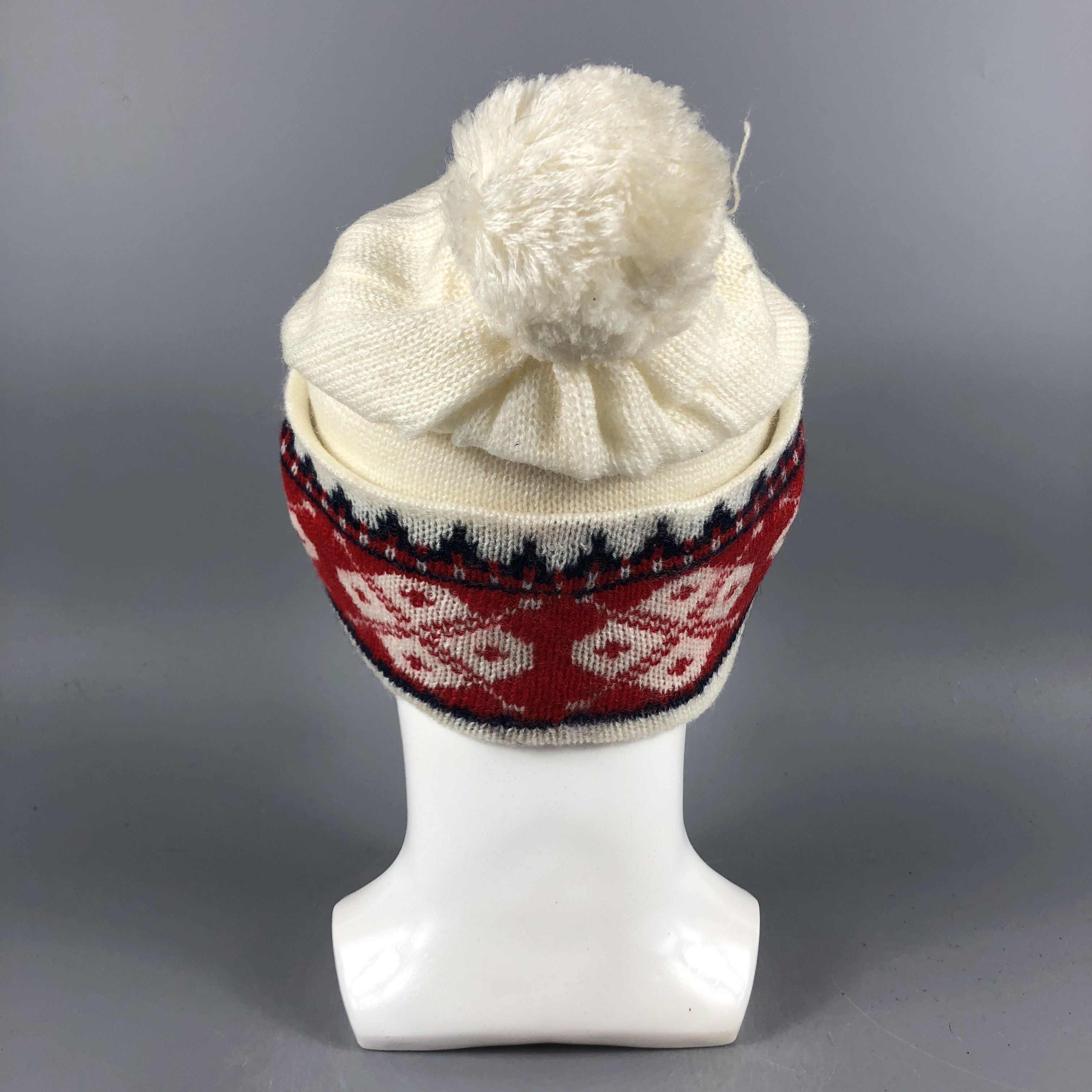 Vintage Unknown Fair Isle PomPom Beanie Snow Hat Snow Cap -D1174 Size ONE SIZE - 2 Thumbnail