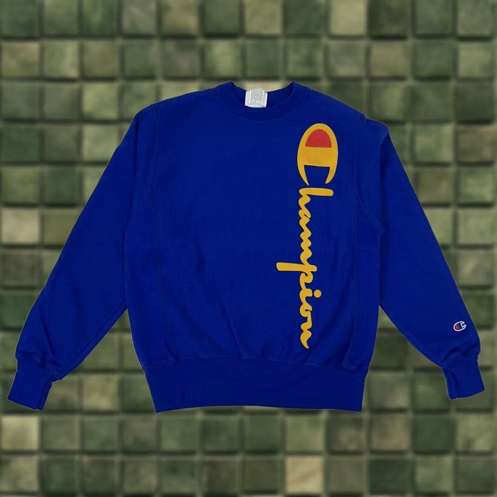 Champion Champion Reverse Weave Sweatshirt Blue Mens Small Script Logo Crewneck Felt Logo Size US S / EU 44-46 / 1 - 1 Thumbnail