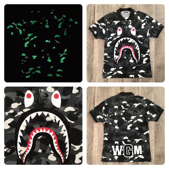 Bape 💫Glow in the dark💫 BAPE City camo shark polo shirt APE Size US M / EU 48-50 / 2 - 1 Thumbnail