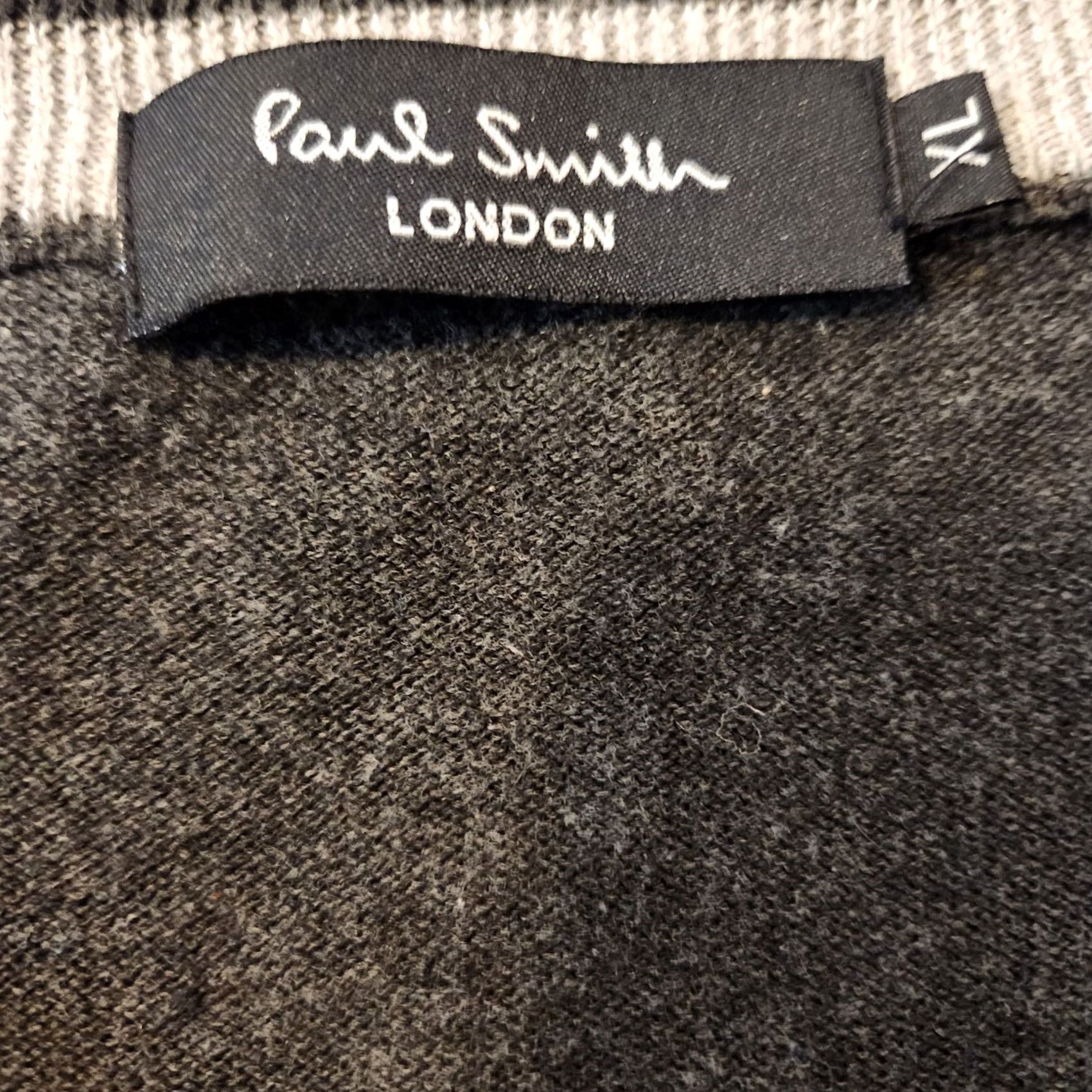 Paul Smith Paul Smith Mens Sweater Charcoal Gray XL Logo Pullover Lightweight Knit Cotton V-Neck Pullover Size US XL / EU 56 / 4 - 4 Thumbnail