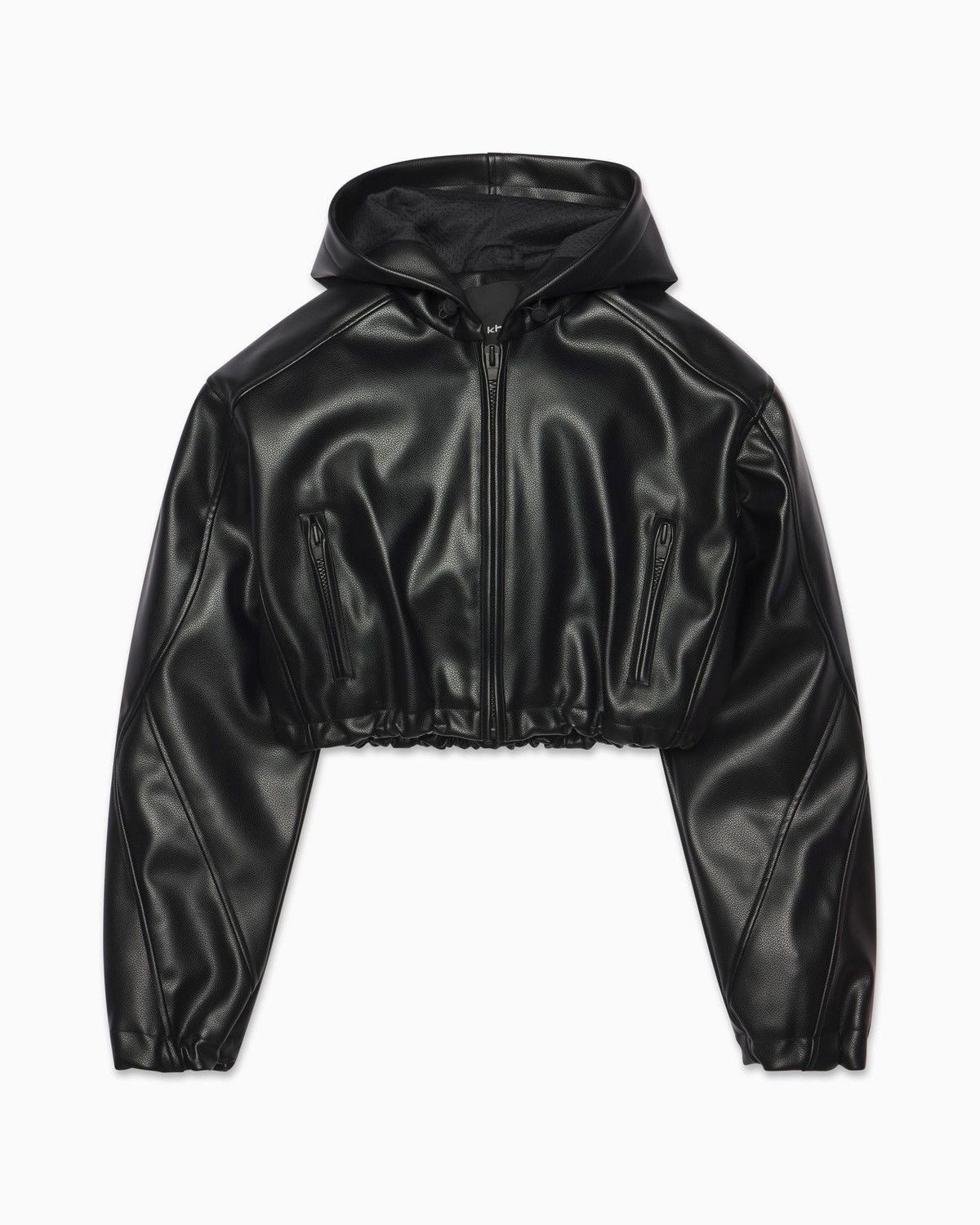 NAMILIA Faux Leather Cropped Hooded Jacket Size XL / US 12-14 / IT 48-50 - 8 Thumbnail