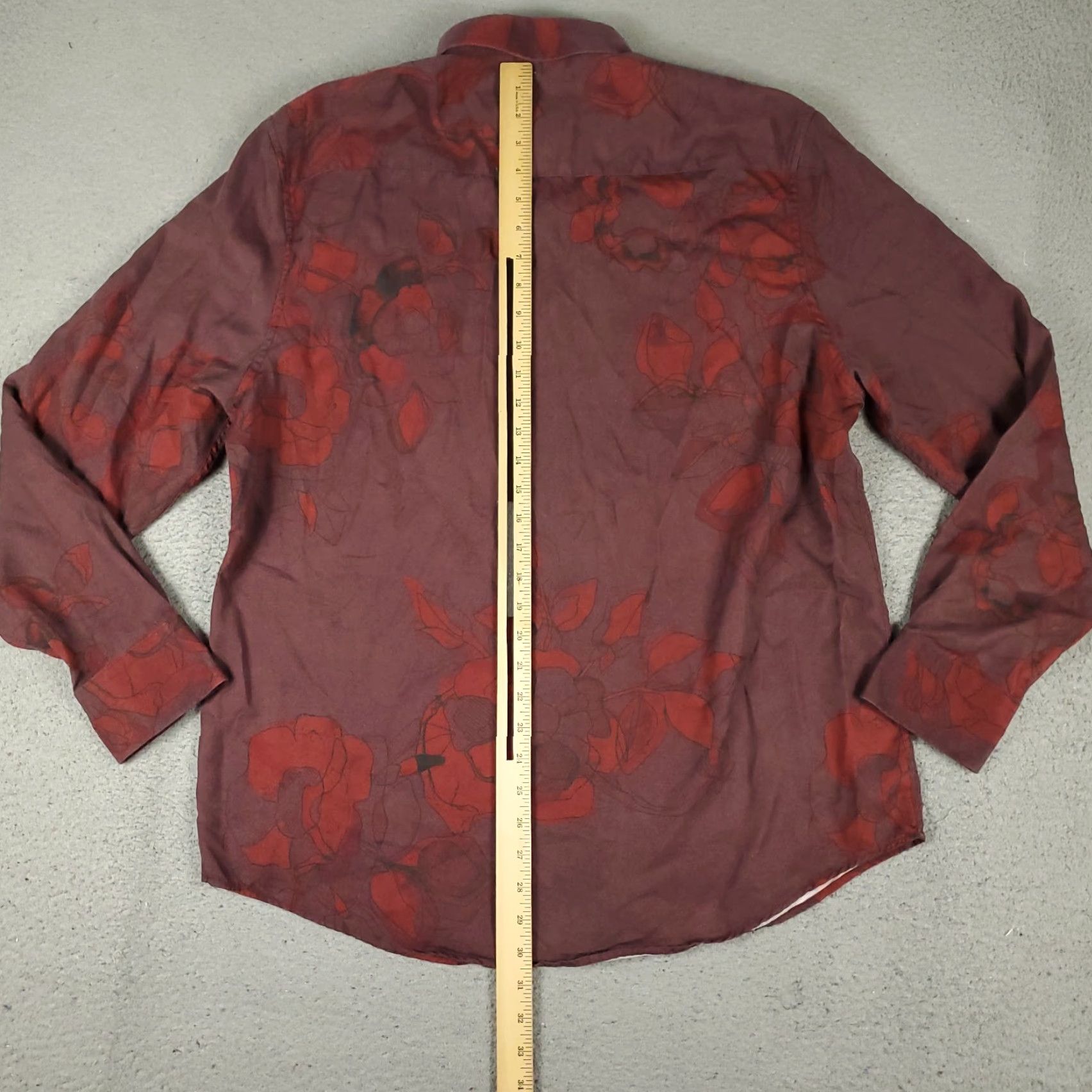BUGATCHI VINTAGE Bugatchi Uomo Shirt Mens XL Red Floral Shaped Fit Button Up Long Sleeve Size US XL / EU 56 / 4 - 3 Thumbnail