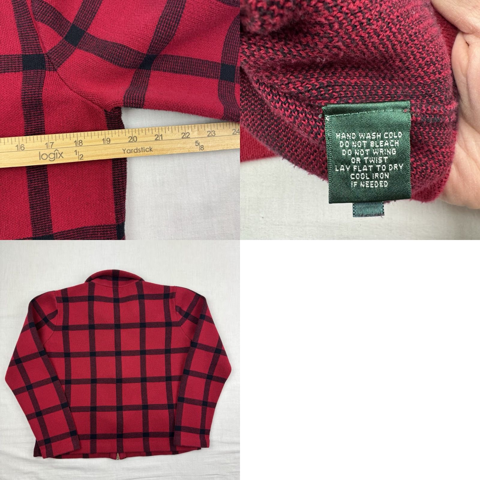 Ralph Lauren VINTAGE Ralph Lauren Jacket Womens Large Plaid Full Zip Collar Sweatshirt Size L / US 10 / IT 46 - 8 Thumbnail