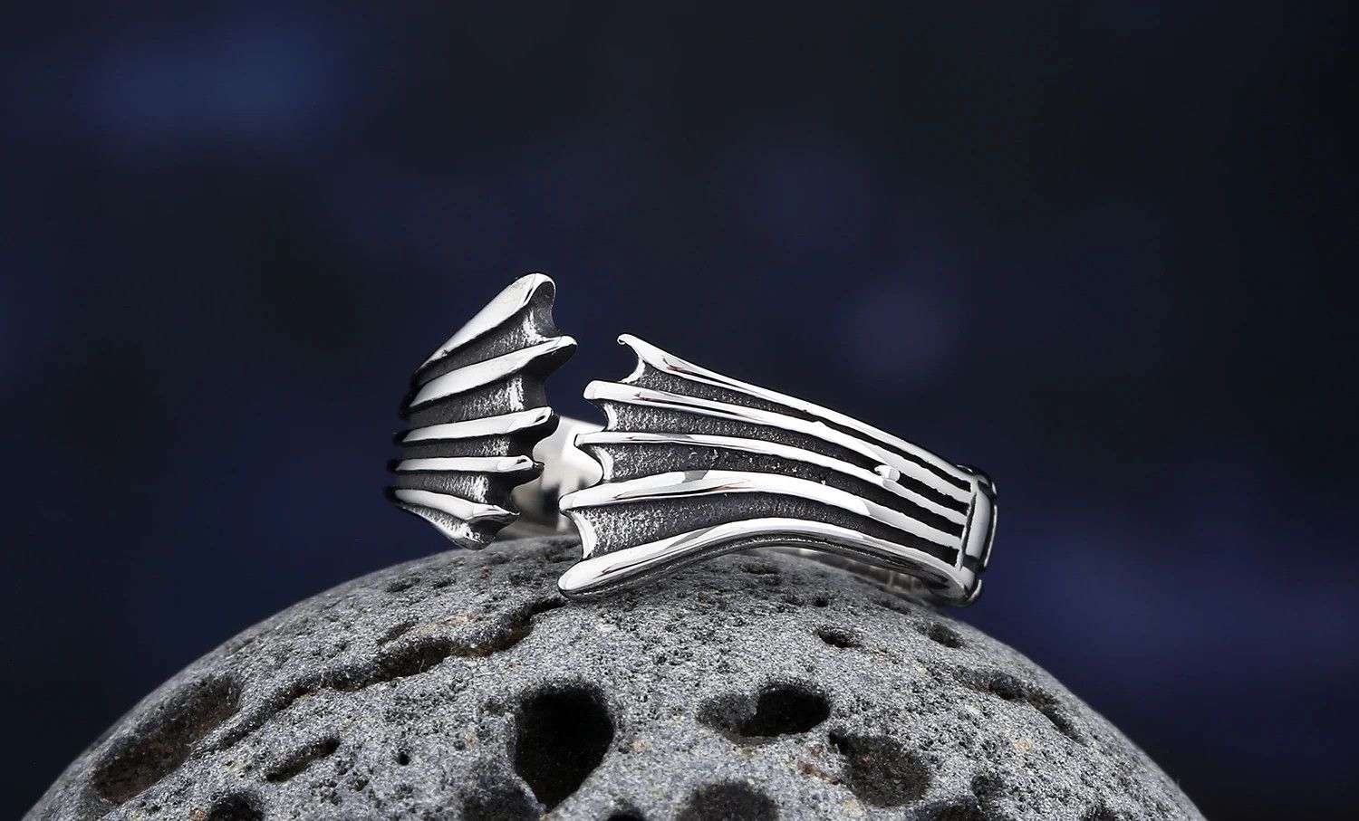 Jewelry Steel Feather Wing Ring Size ONE SIZE - 1 Thumbnail
