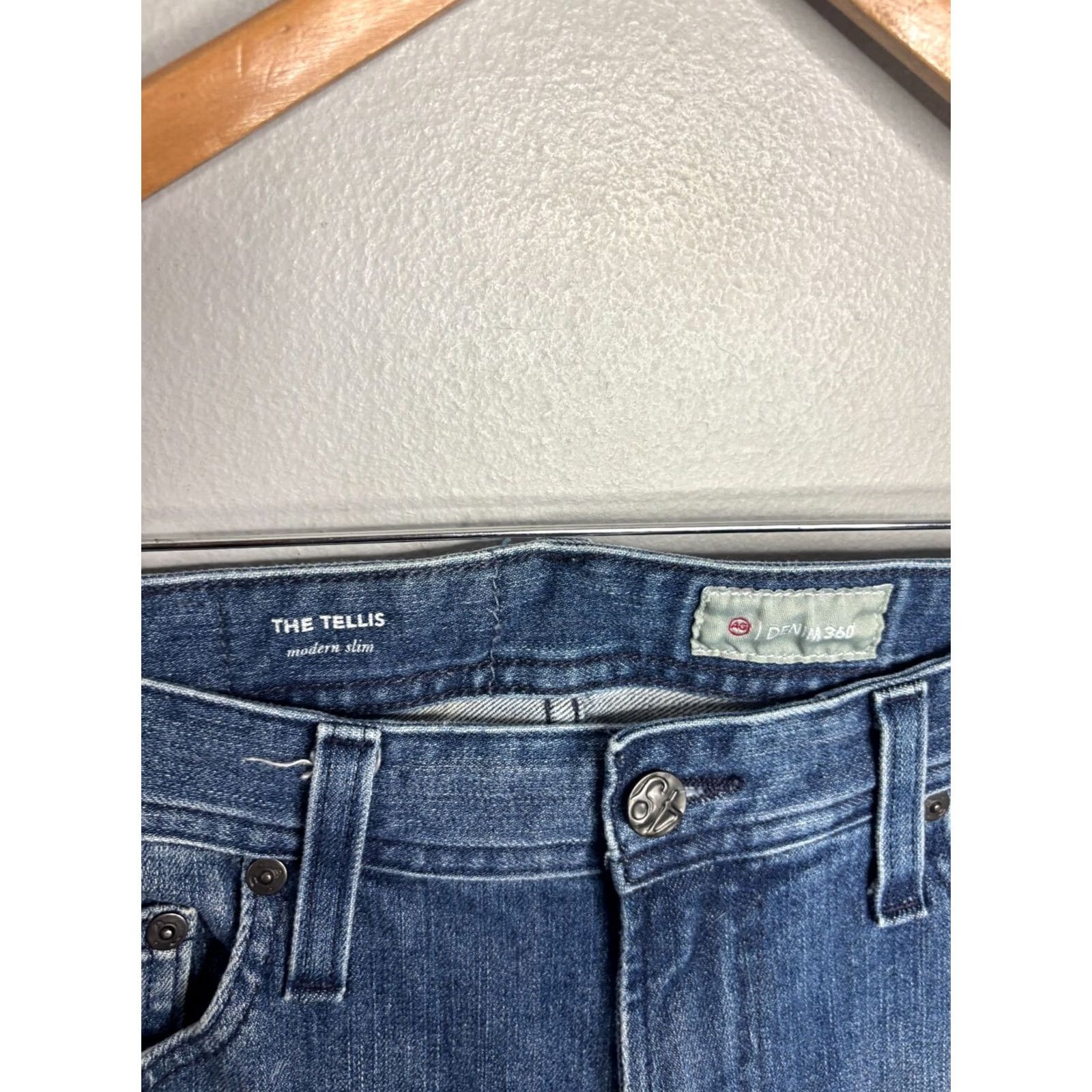 Vintage AG Adriano Goldschmied Jeans Men's 31 R The Tellis Modern Slim Denim Blue Size US 31 - 3 Thumbnail