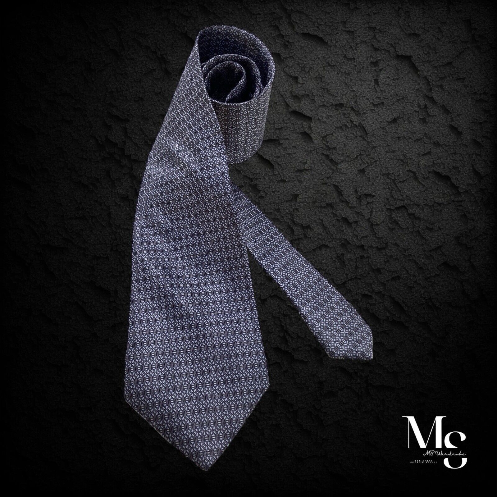 Other FRANGI BY TIE RACK Gray Geometric Luxury Silk Tie Italy Size ONE SIZE - 1 Thumbnail