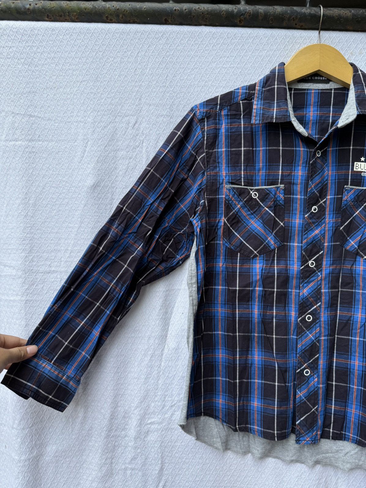 Japanese Brand Blue Cross Plaid Button Shirt Size US M / EU 48-50 / 2 - 3 Thumbnail