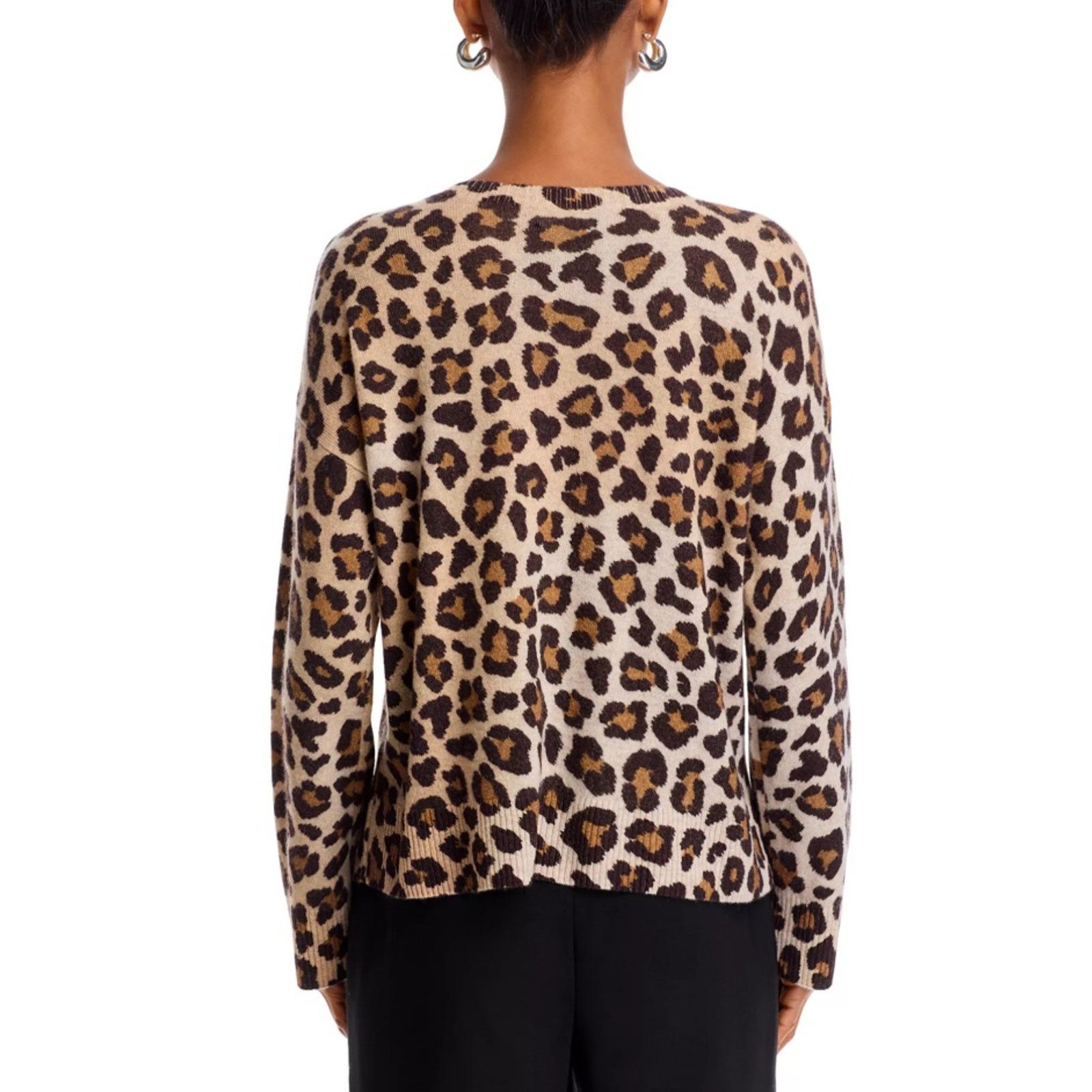 Bloomingdale's C by Bloomingdale's Women Cashmere Leopard Sweater Size M Size M / US 6-8 / IT 42-44 - 3 Thumbnail