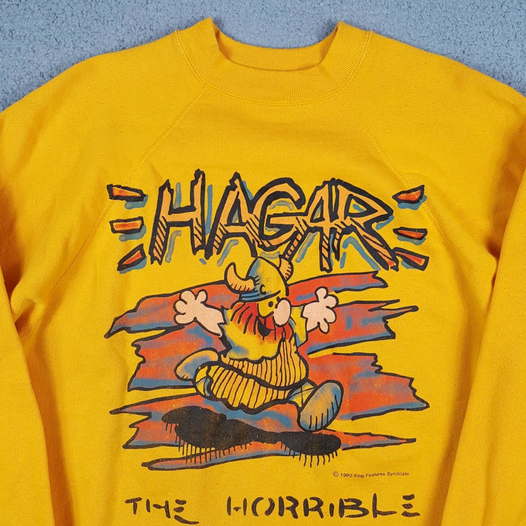 Tultex VINTAGE 90s Hagar The Horrible Cartoon Viking Sweatshirt Tultex Yellow L Pullover Crewneck Men Size US L / EU 52-54 / 3 - 2 Thumbnail