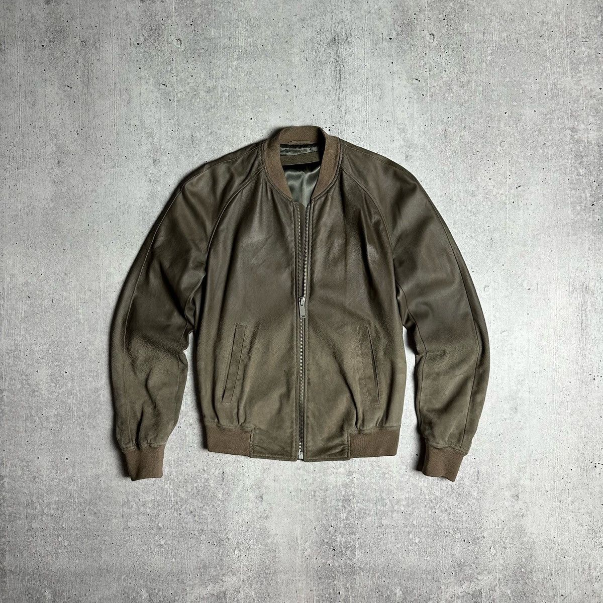 image of Alexander Mcqueen Ombre Leather Bomber Jacket in Bronze Brown, Men's (Size Medium)