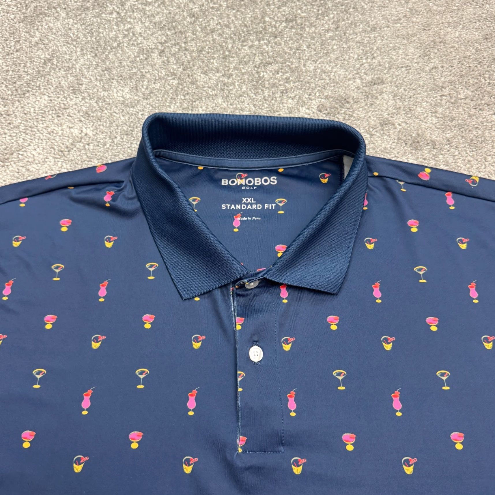 Bonobos Bonobos Golf Polo Shirt Mens XXL Navy Blue Cocktail Drinks Print Size US XXL / EU 58 / 5 - 3 Thumbnail