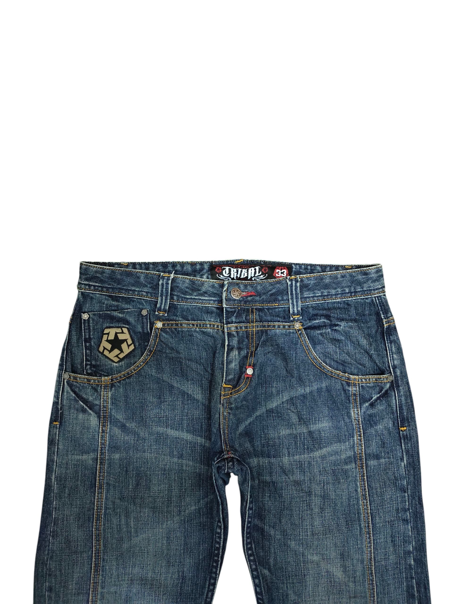 Tribal Streetwear 2000s Tribal Streetwear Embroidered Logo Pocket Denim Jeans Size US 33 - 8 Thumbnail