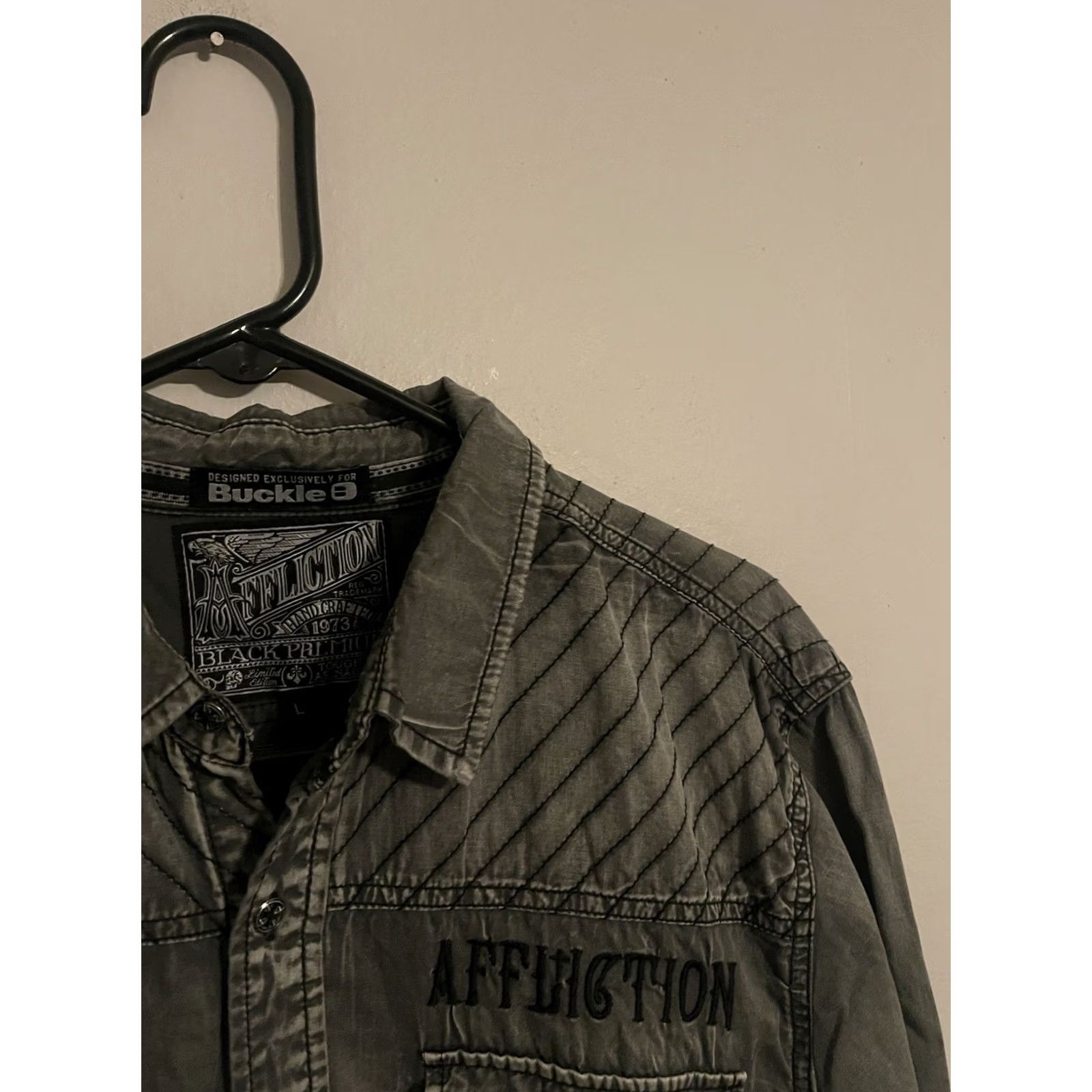 Affliction Affliction Button Up Shirt Military Eagle Spec L/S Men's Large Gray Size US L / EU 52-54 / 3 - 5 Thumbnail