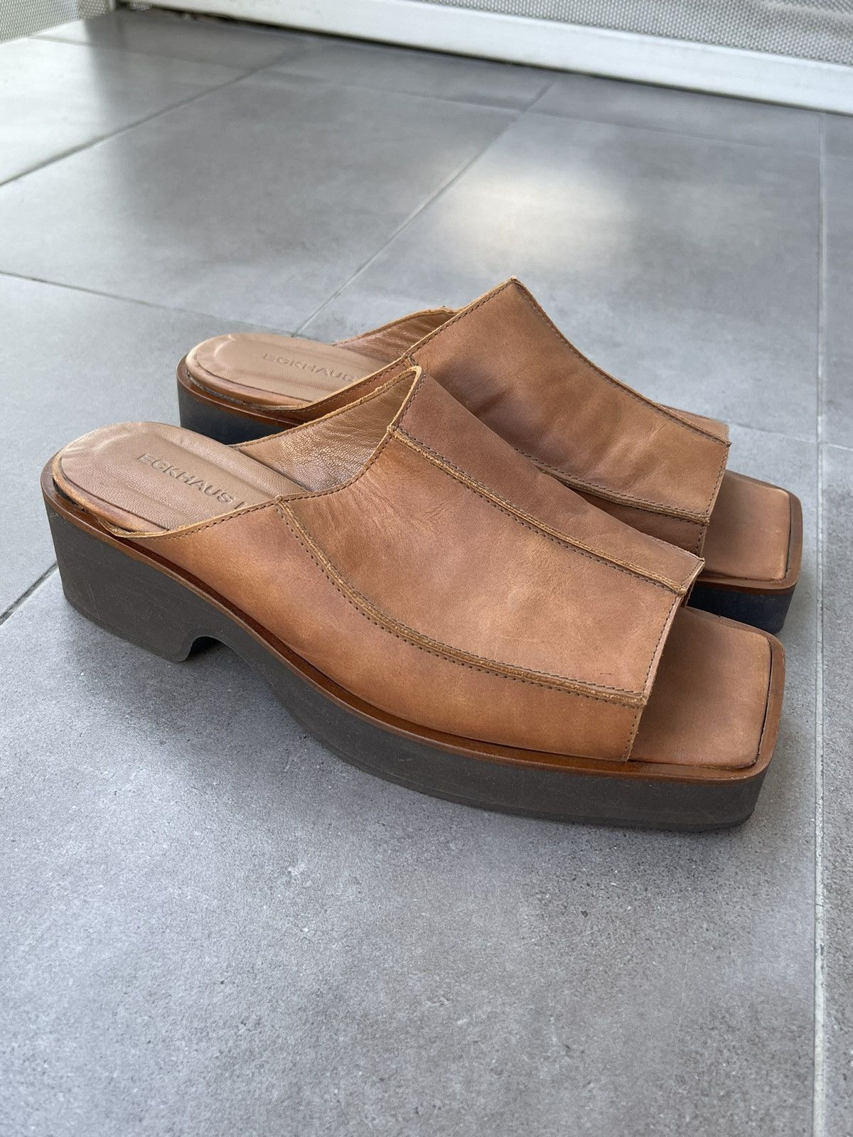 Eckhaus Latta !DS! SS23 Eckhaus Latta Tan Leather Men Slide M Size US 9 / EU 42 - 9 Thumbnail
