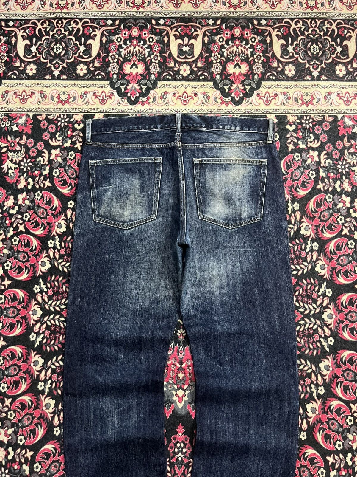 Jun Takahashi Vintage Japan Uniqlo UJ Dark Blue Whisker Faded Washed Jeans Size US 36 / EU 52 - 6 Thumbnail