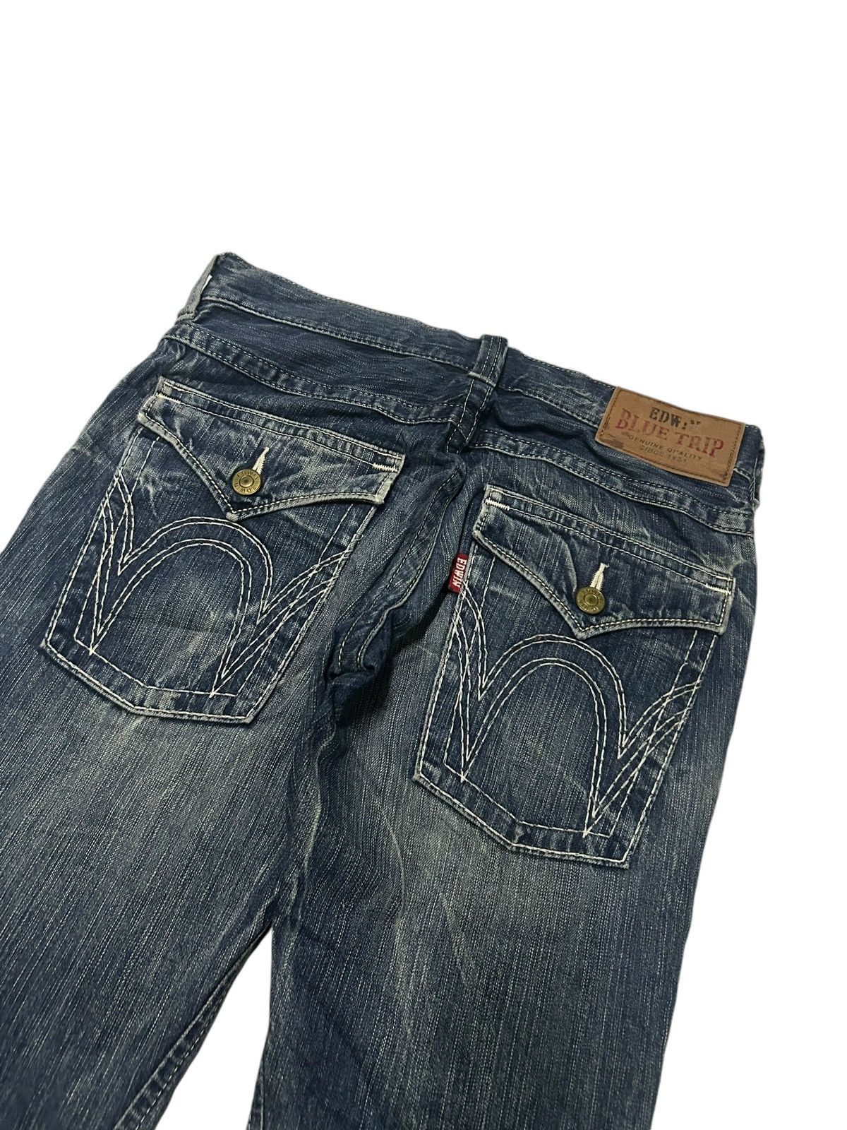 Japanese Brand × Kapital × Vintage 💥Flare💥 Edwin Blue Trip Mud Wash Distressed Rare Denim 🎌☠️☠️🎌 Size US 33 - 5 Thumbnail