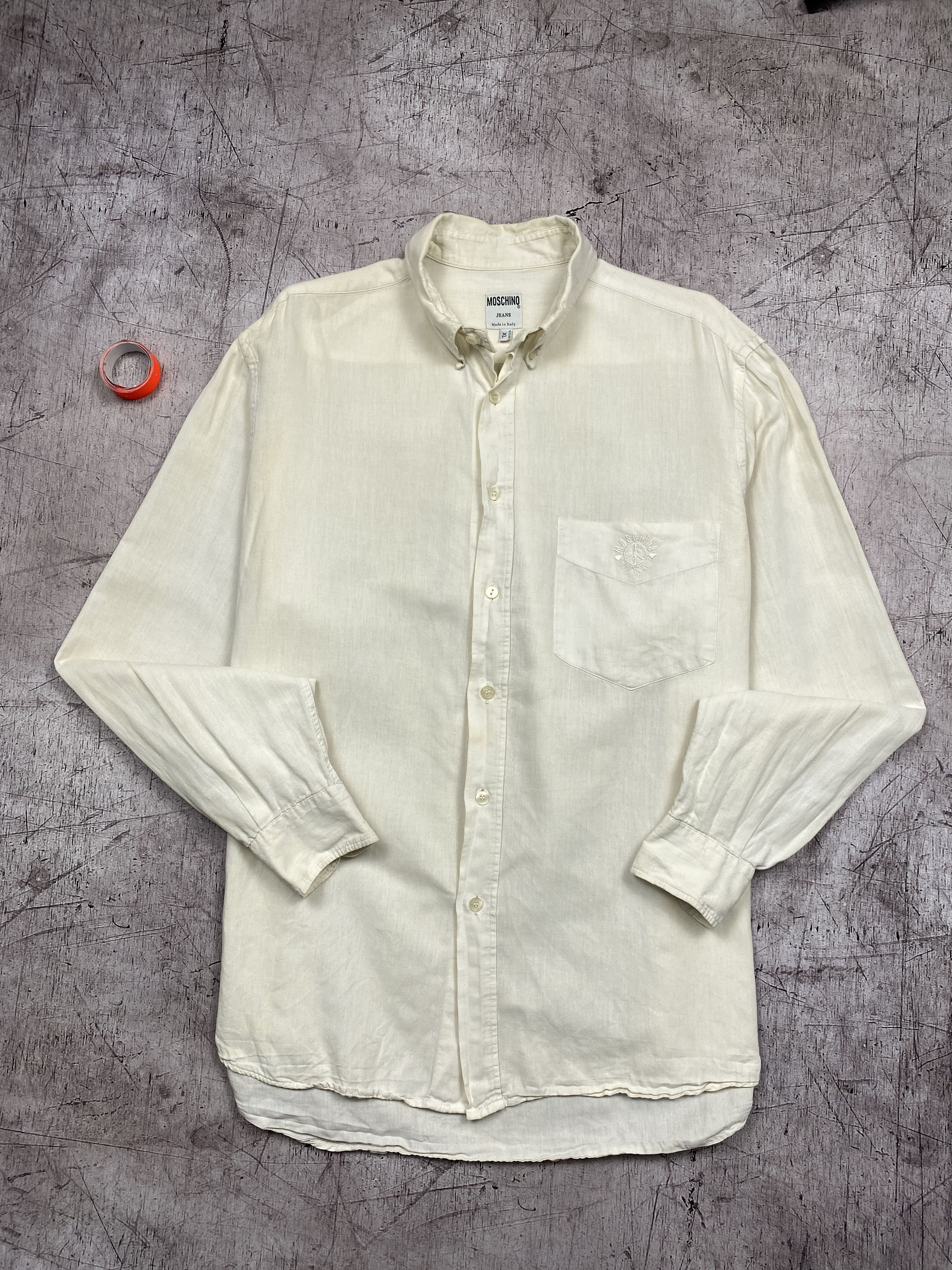 Moschino × Vintage Moschino Vintage Distressed Linen Shirt Size US XL / EU 56 / 4 - 1 Thumbnail