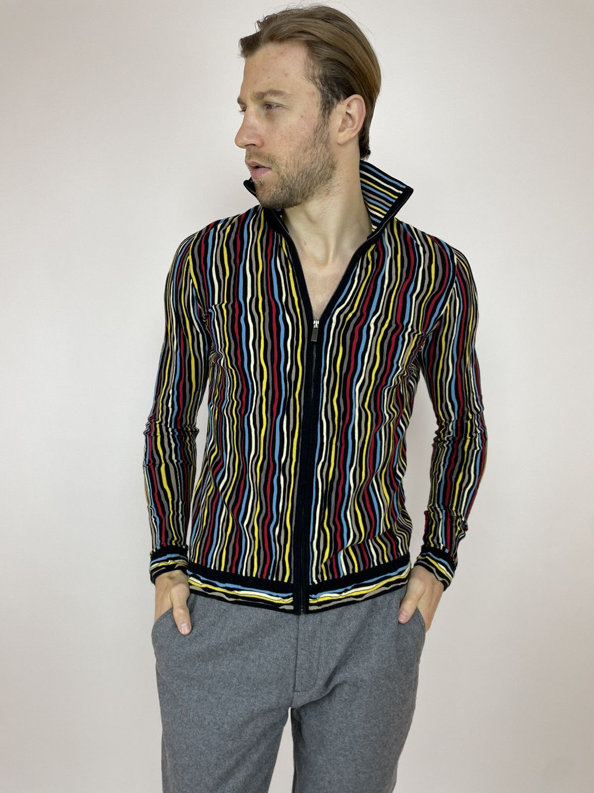 Carlo Colucci × Japanese Brand × Vintage CARLO COLUCCI Striped Multicolour Cardigan sweater coogi Size US M / EU 48-50 / 2 - 14 Thumbnail