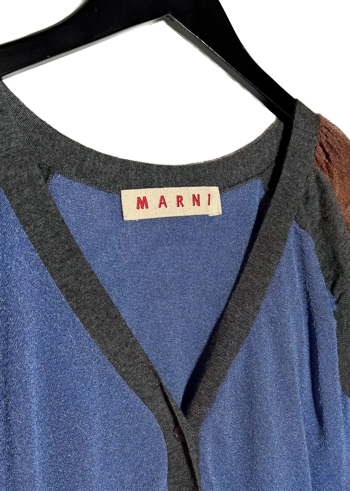 Marni Marni Colorblock Pink Blue Grey Metallic Cardigan Sweater Size S / US 4 / IT 40 - 3 Thumbnail