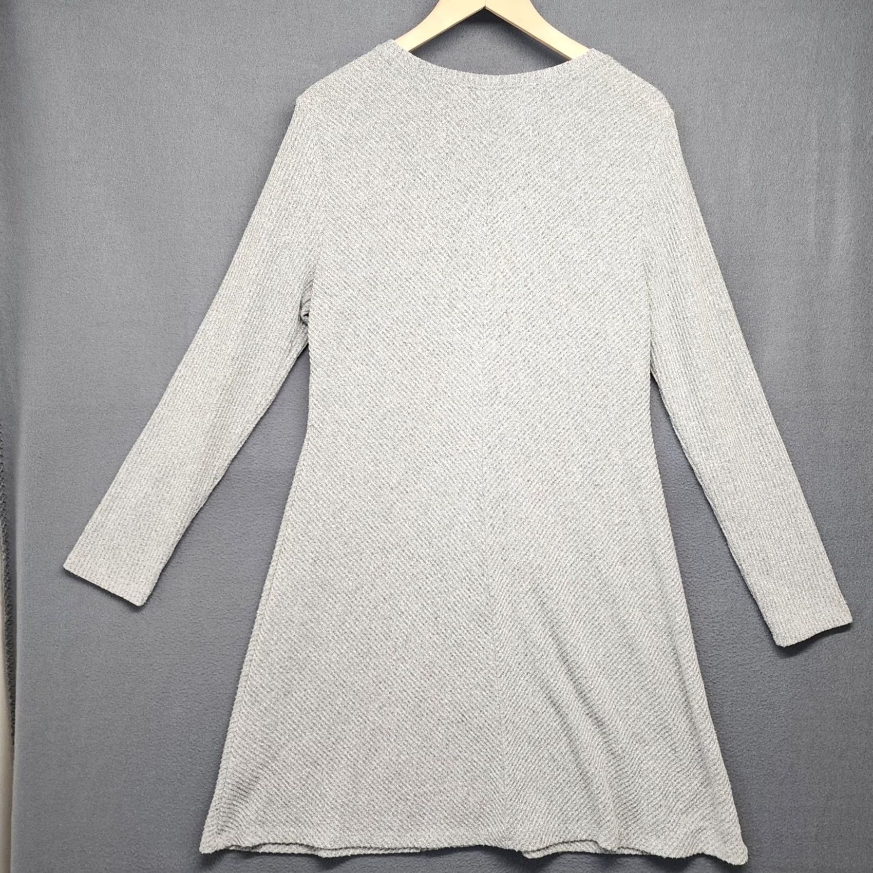 Gap Gap Dress Women's L Large Light Grey Long Sleeve Ribbed Swing Stretch Knee Length A-Line Pullover Dress Mens Womens Girls Size L / US 10 / IT 46 - 2 Thumbnail
