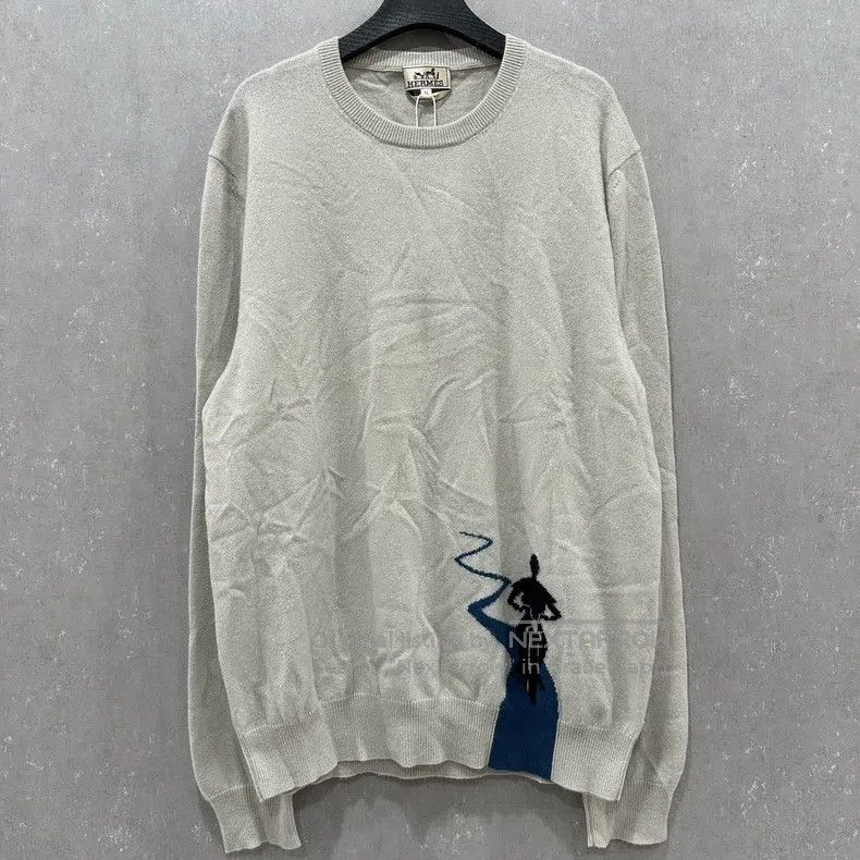 Hermes Hermes light brown patterned floral round neck cashmere kn Size US XL / EU 56 / 4 - 1 Thumbnail