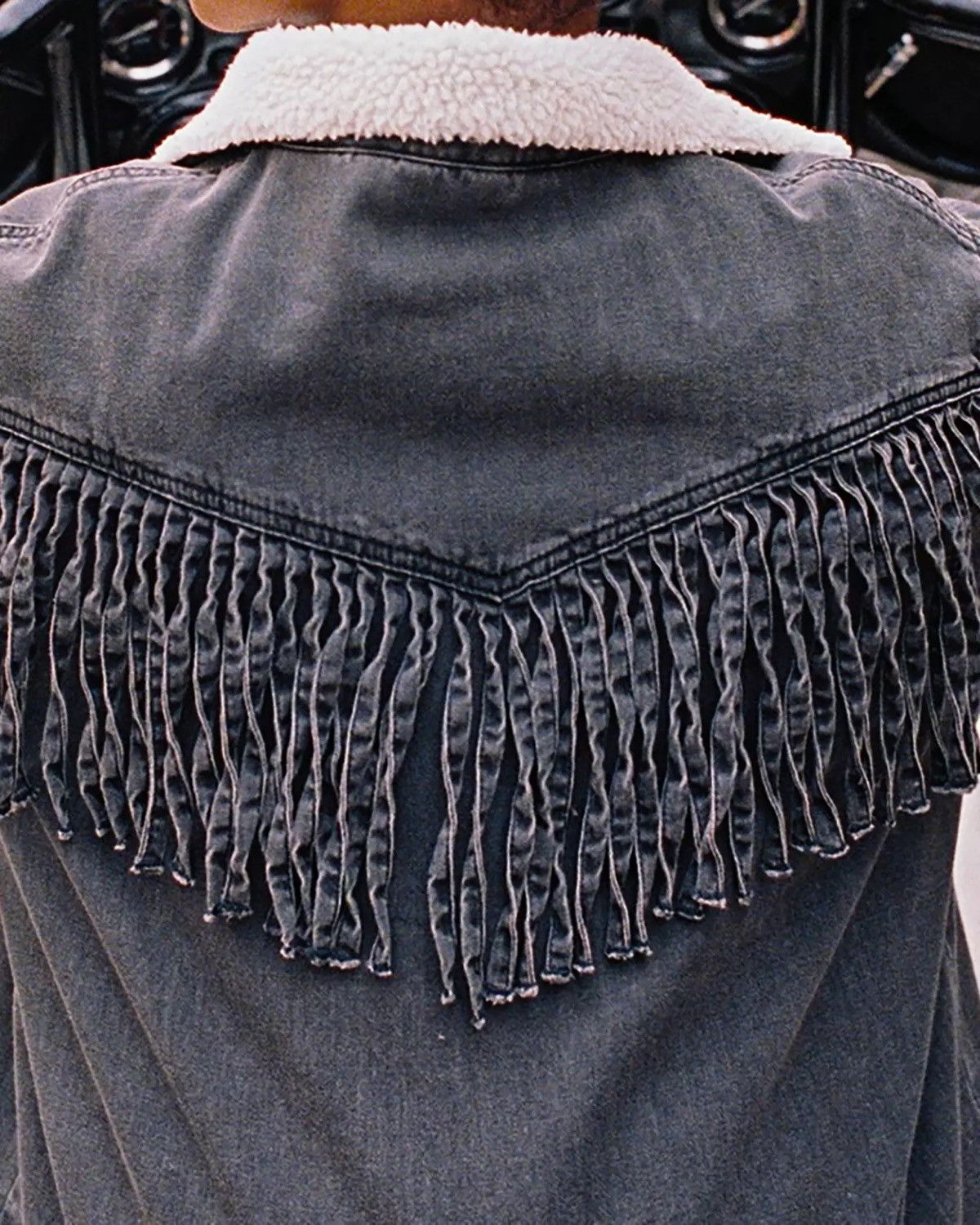 DENIM TEARS × Levi's New Motorcycle/Western Black Faded Denim Sherpa Pullover Size US XL / EU 56 / 4 - 8 Thumbnail