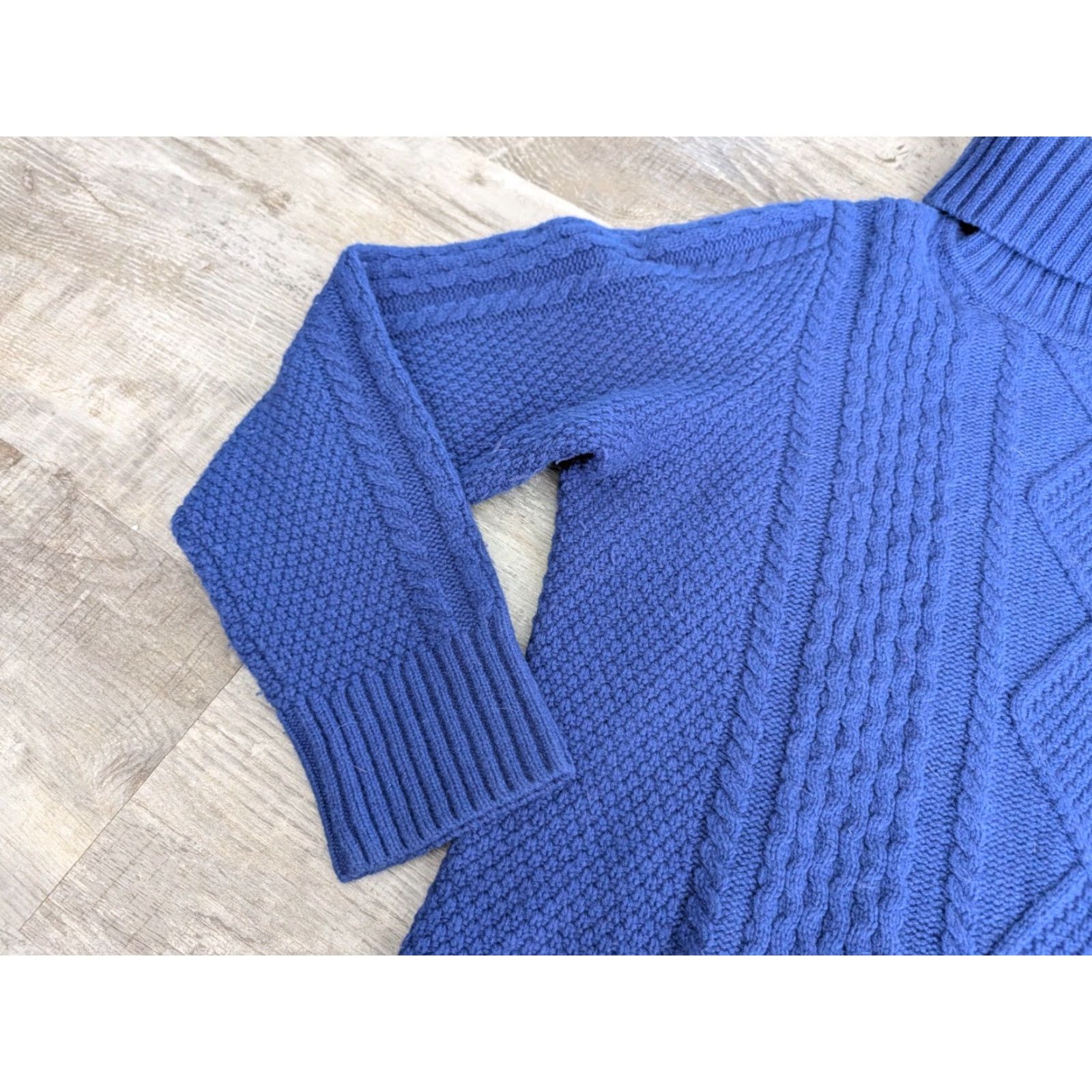 Vintage L.L. Bean Womens Cable Knit Merino Wool Turtleneck Pullover Sweater XL Petite Blueish Purple Size XL / US 12-14 / IT 48-50 - 4 Thumbnail