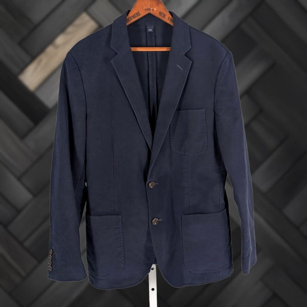 J.Crew J.Crew Blazer Men's 38 Navy Blue Moleskin Stretch Patch Pocket Jacket 38 Ludlow Sport Coat Regular Length Size 38R - 1 Thumbnail