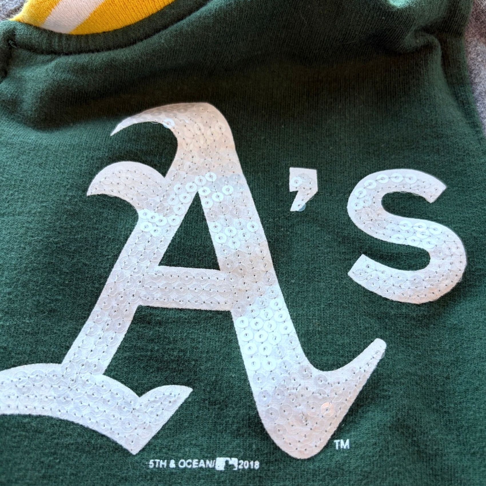 MLB VINTAGE Oakland A's Mlb Baseball Green Sequin Longsleeve Full Zip Hoodie S Womens Size S / US 4 / IT 40 - 3 Thumbnail