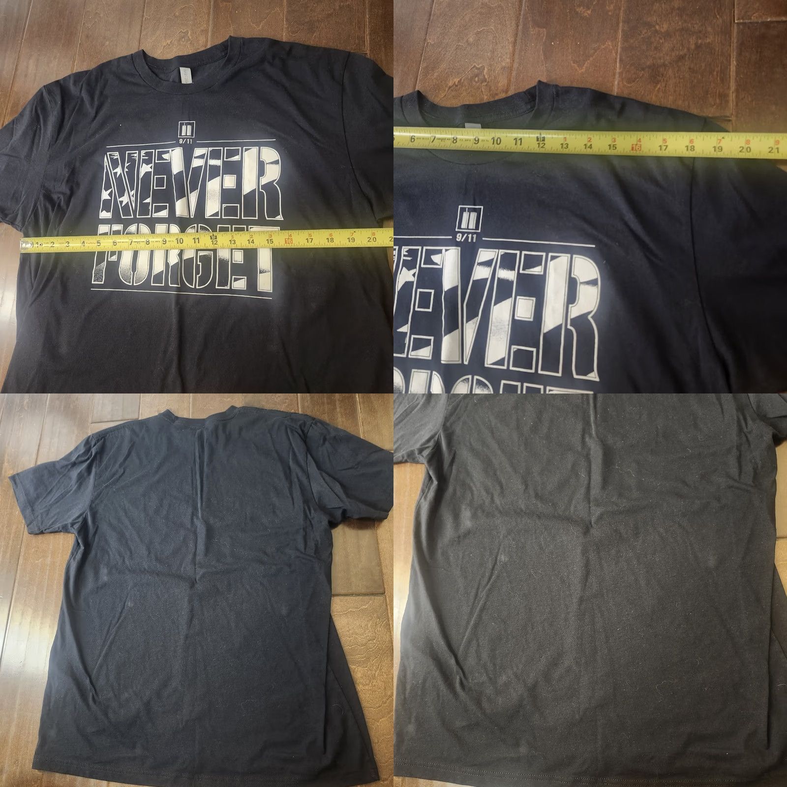 Next Level Never Forget 9/11 Shirt Mens XL Patriotic USA Flag Graphic Tee Black Size US XL / EU 56 / 4 - 8 Thumbnail