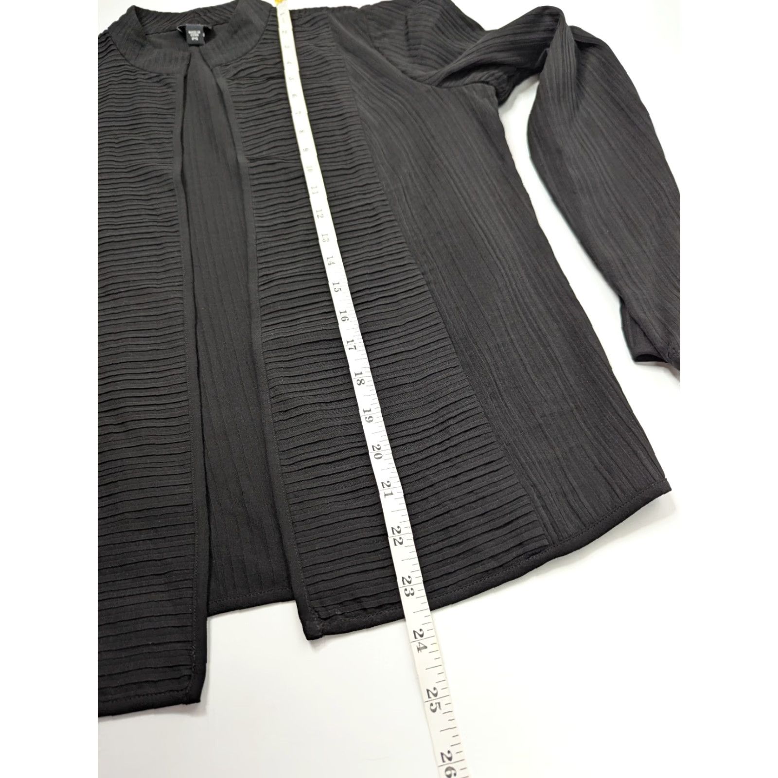 Eileen Fisher EILEEN FISHER Silk Pleated Open front Long Sleeve Black Blazer Top Petite Small Blazer Women Silk Open Front Pleated Black Small Petite Size S / US 4 / IT 40 - 6 Thumbnail