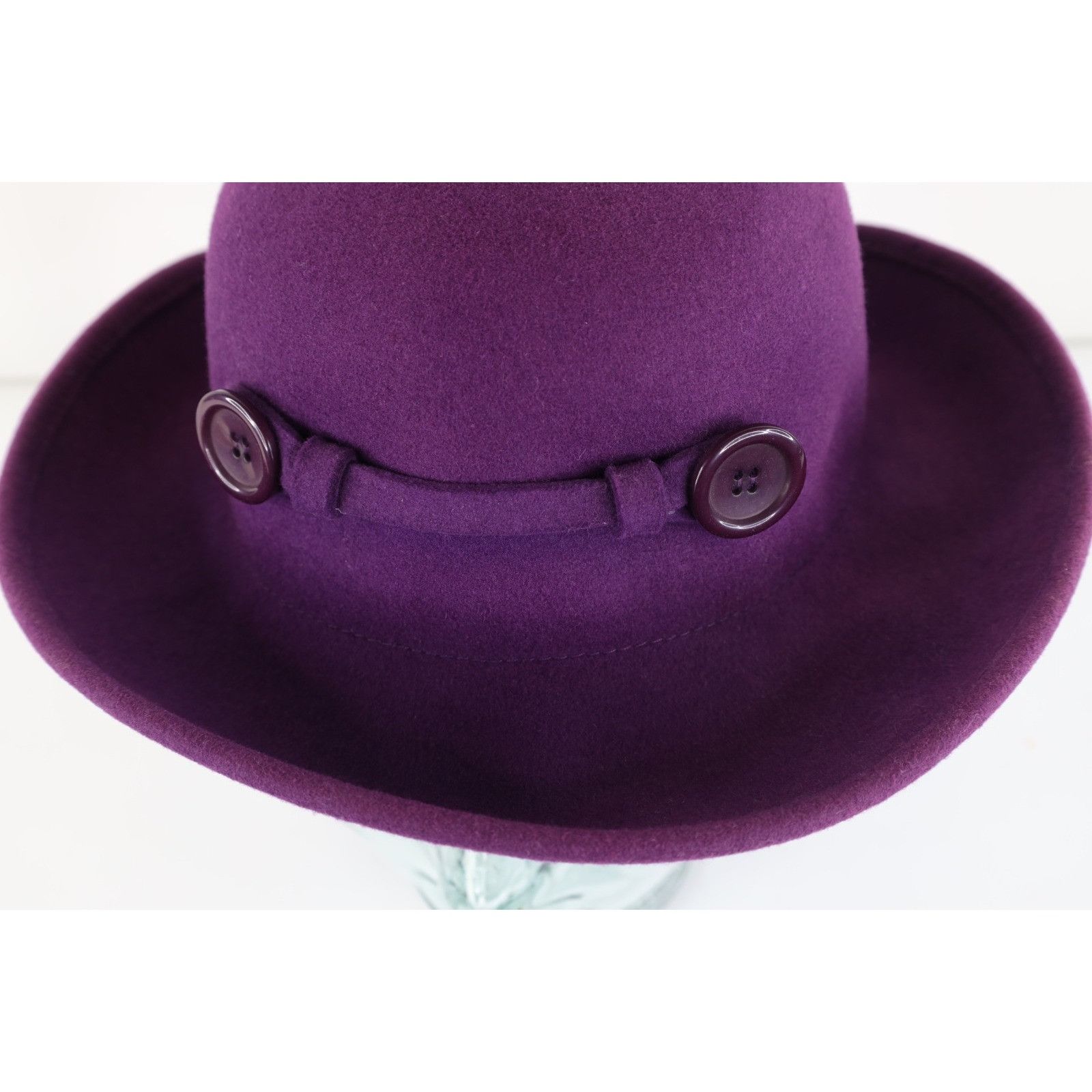 Vintage Vintage 90s Boho Chic Felt Wool Button Cloche Bowler Hat Size ONE SIZE - 2 Thumbnail