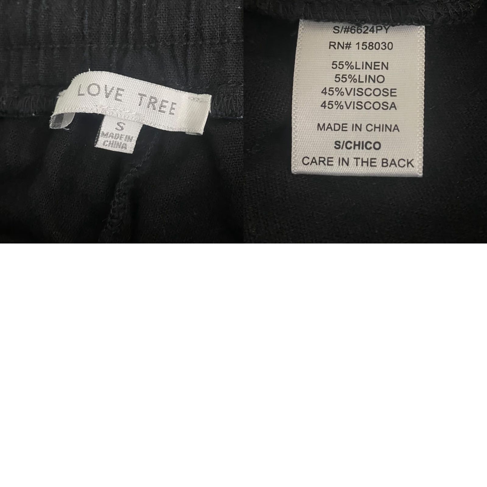 Vintage Love Tree Linen Blend Jogger Pants Drawstring Waist Women's Small Black Comfort Size 28" / US 6 / IT 42 - 8 Thumbnail