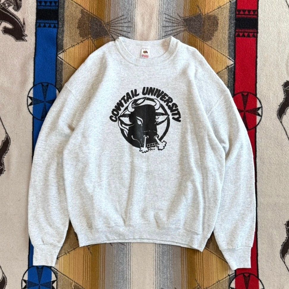 Fruit Of The Loom VINTAGE 90s Cowtail University Crewneck Sweatshirt Men XL Gray University Cowtail Crewneck Sweatshirt Gray XL Mens Pullover Sweatshirt Size US XL / EU 56 / 4 - 2 Thumbnail