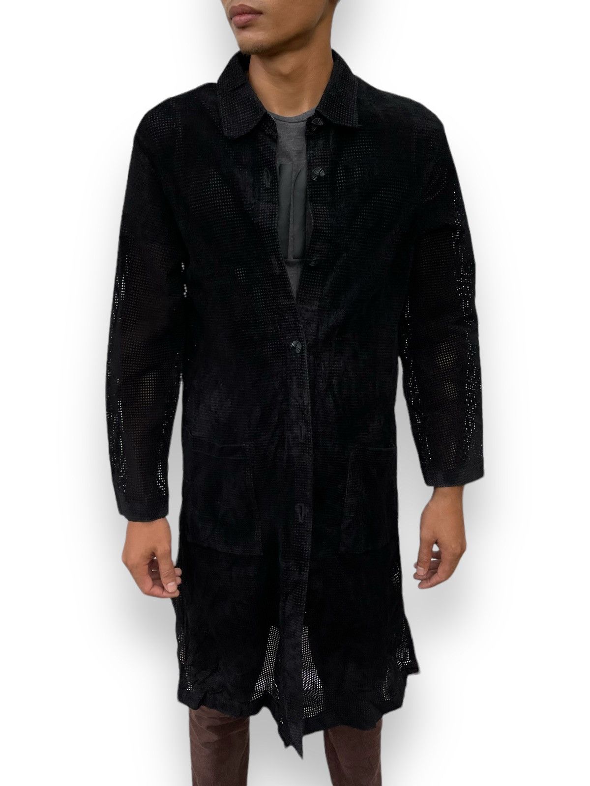 🔥Vintage Japanese Brand Mesh Leather Long Shirt/Jacket