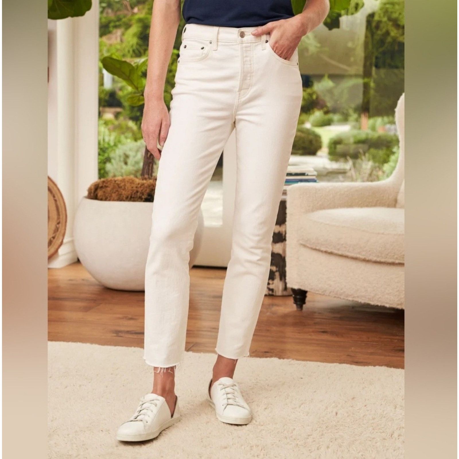 Frank & Eileen FRANK & EILEEN CORK Everyday Optic Button Fly Crop Raw Hem Size 27" / US 4 / IT 40 - 2 Thumbnail