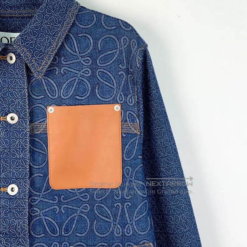 Loewe Loewe Dark Blue Logo Printed Cotton Collar Single Breasted Size XS / US 0-2 / IT 36-38 - 3 Thumbnail