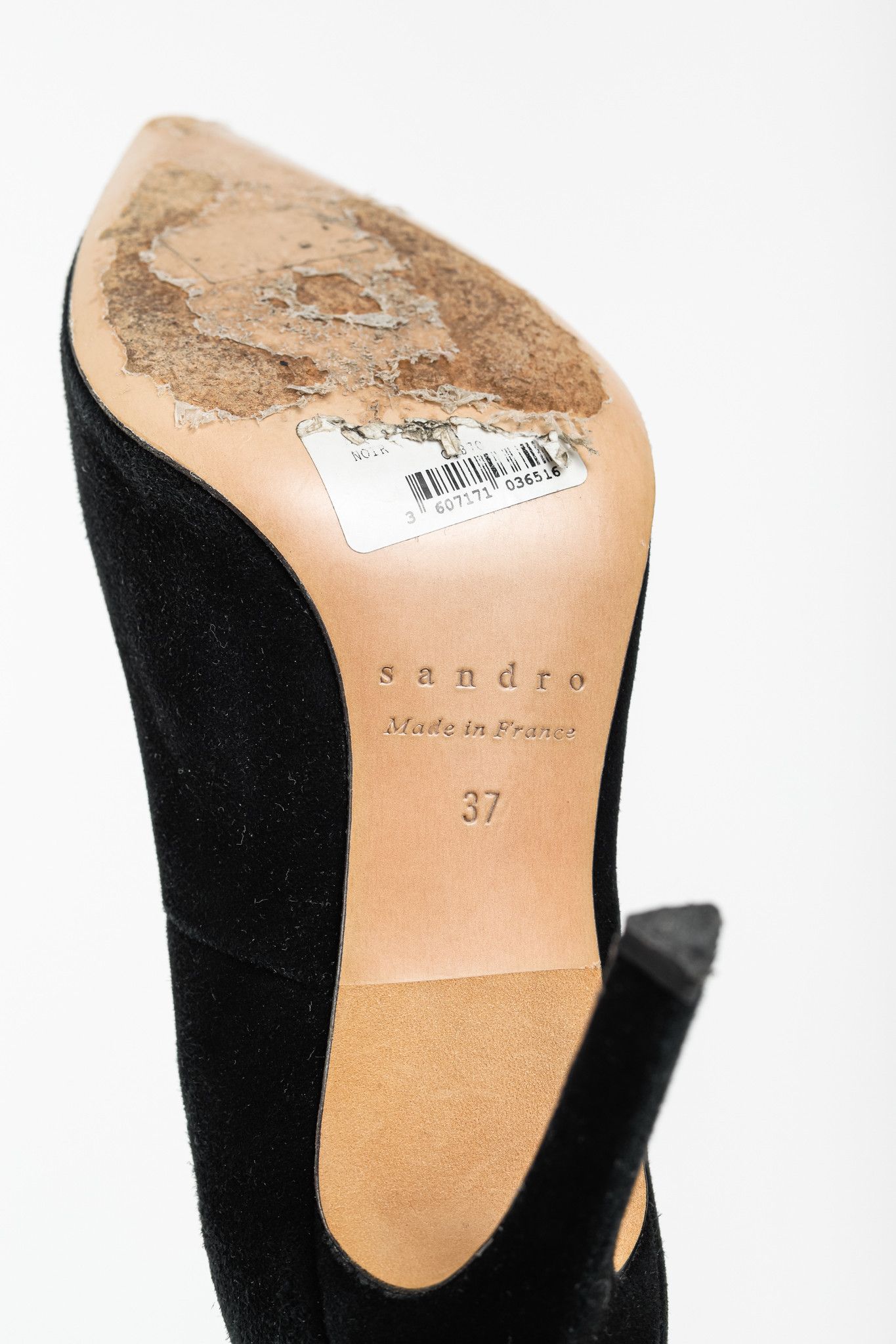 Sandro Sandro Black Suede V-Cut Pointed-Toe Pumps Size US 6.5 / IT 36.5 - 5 Thumbnail