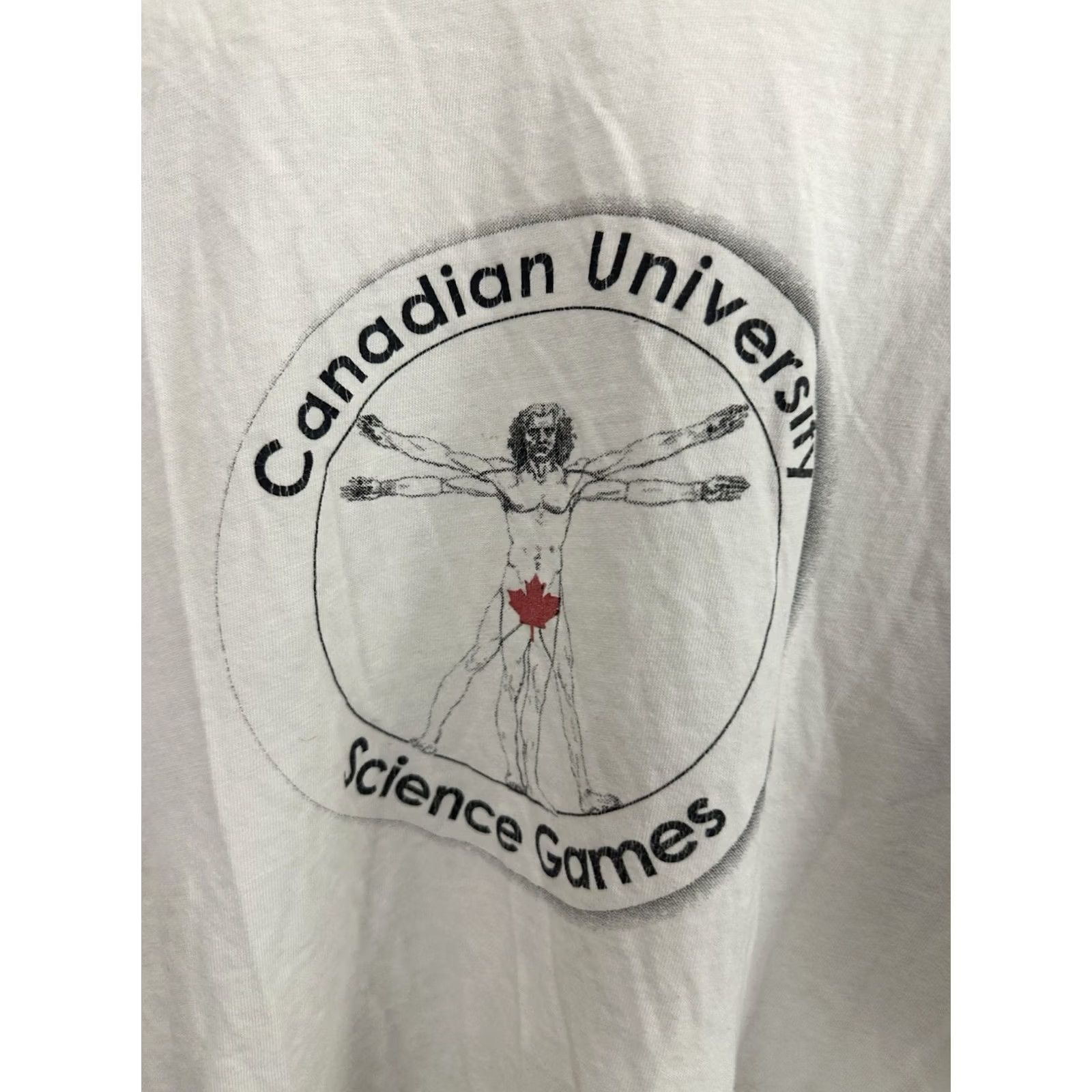 Vintage VTG Canadian University Leonardo da Vinci Vitruvian Man LS T-Shirt XL Mens White Size US XL / EU 56 / 4 - 4 Thumbnail