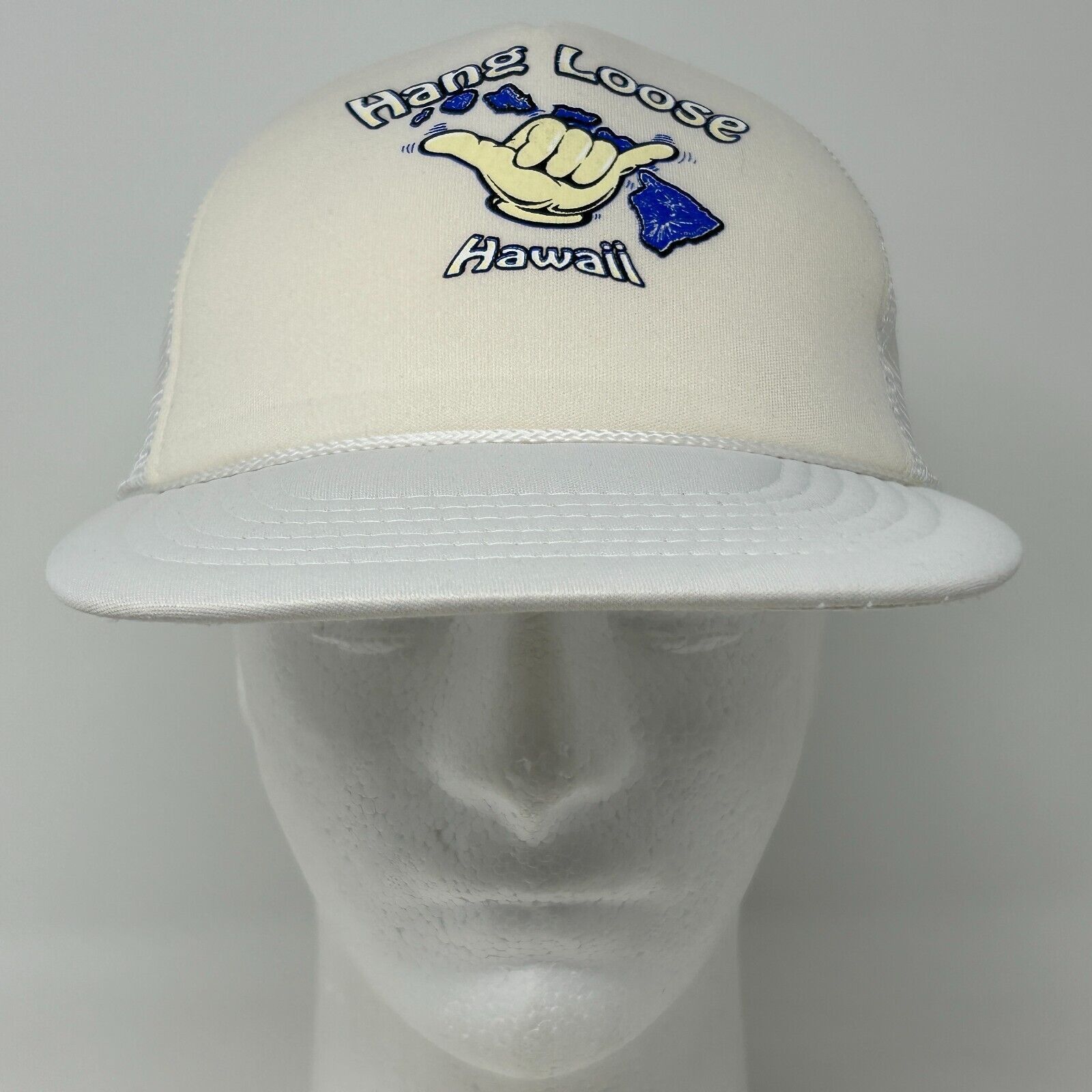 Vintage Hang Loose Hawaii Trucker Hat Cap White Vintage 90s Shaka Size ONE SIZE - 2 Thumbnail
