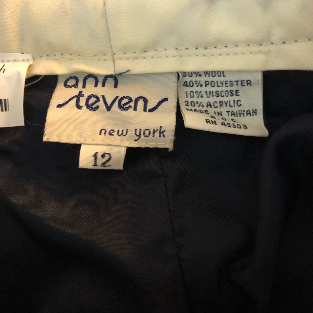 Other Ann Stevens Womens Pants Blue High Rise Pleated Tweed Wool B Size 34" / US 12 / IT 48 - 8 Thumbnail